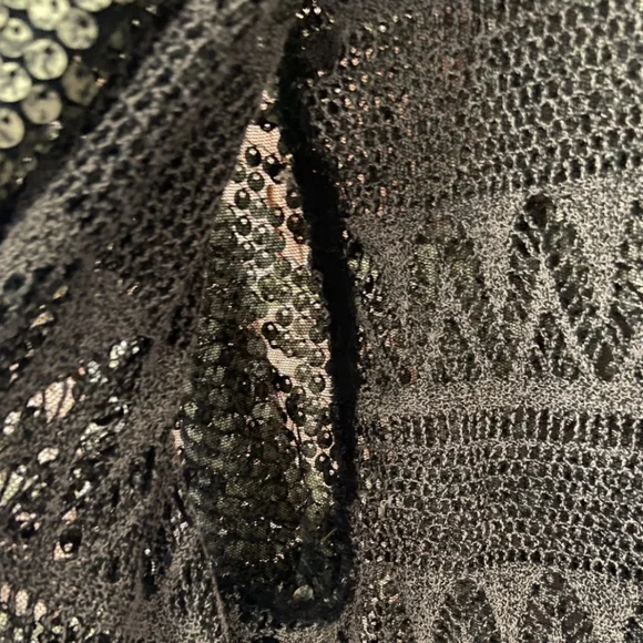 Free People Gold Distressed Metal Sequin Lace Stardust Kimono Jacket XS